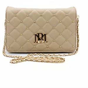 BADGLEY MISCHKA Big Diamond Crossbody with Round Studs BEIGE